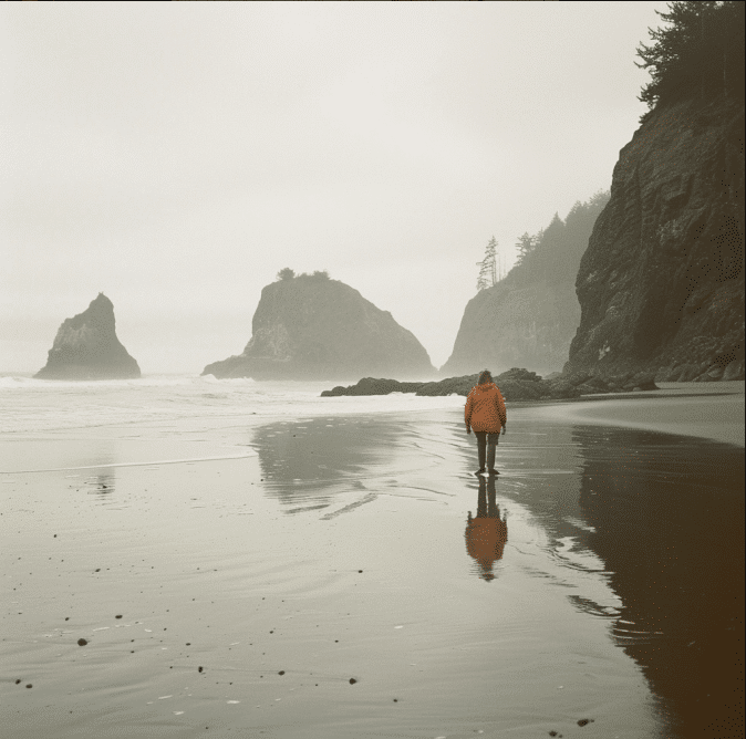 looking for seashells on the Oregon Coast