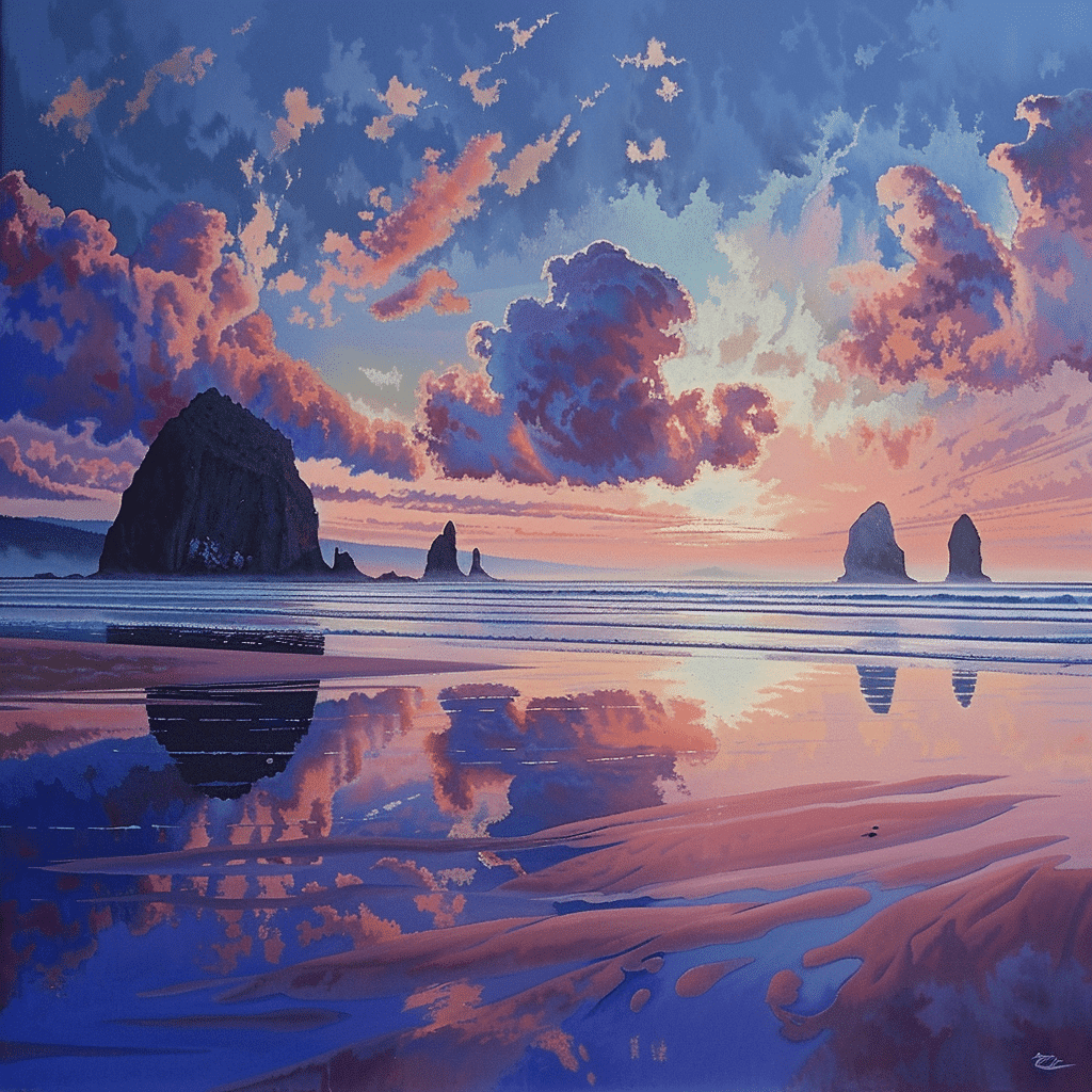 sunset at Cannon Beach