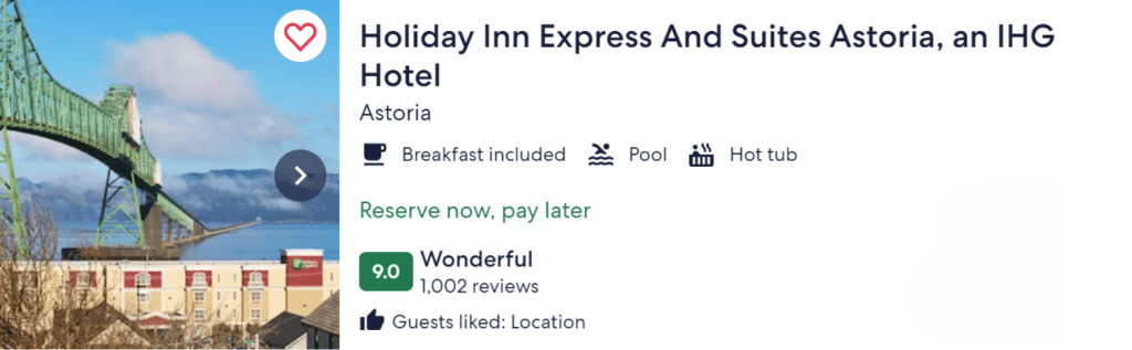 Holiday Inn Express and Suites best hotels in Astoria Oregon