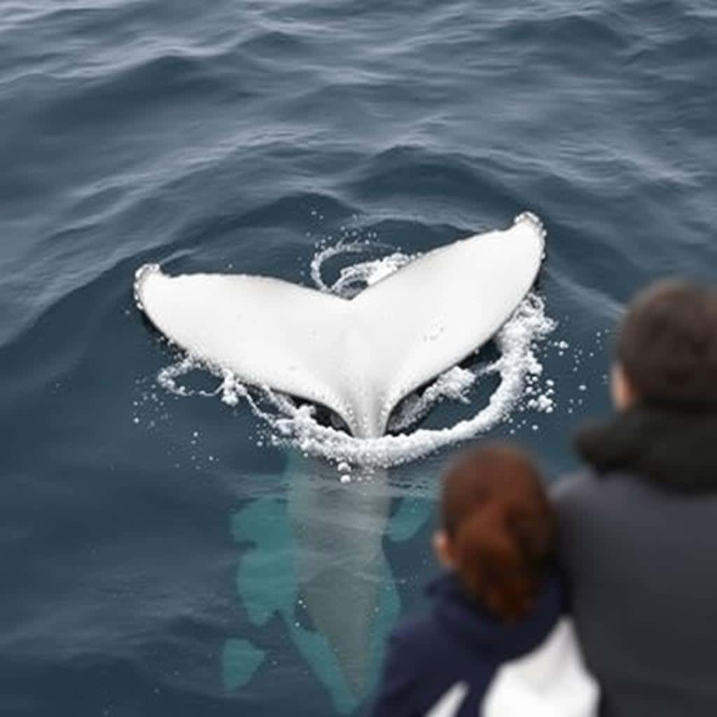 Marine biologist guiding a small group whale watching tour