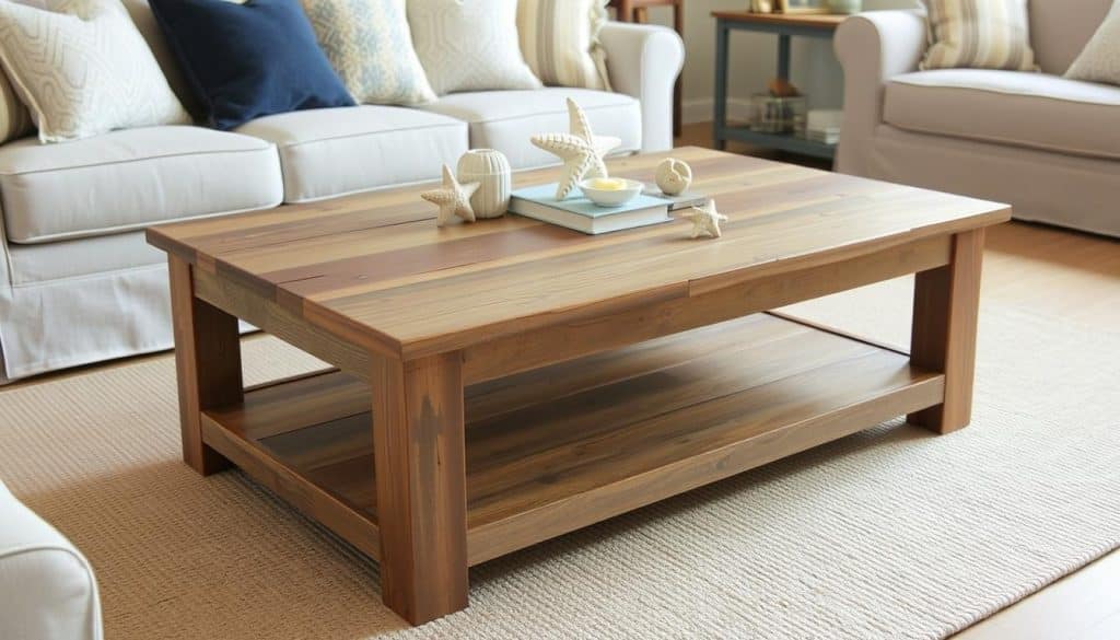 Rustic coffee table made from reclaimed Oregon Coast wood