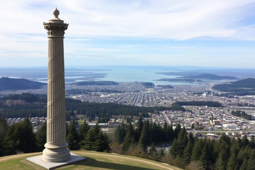 Astoria Column atop Coxcomb Hill with panoramic views of the Columbia River