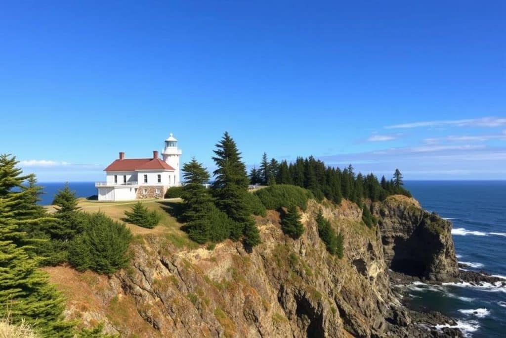 Cape Meares Lighthouse on the Three Capes Scenic Route during Oregon Coast road trip