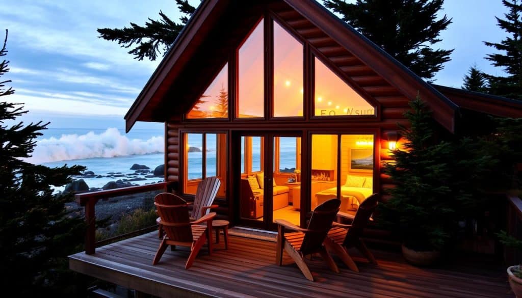 Cozy oceanfront cabin rental during Oregon Coast road trip