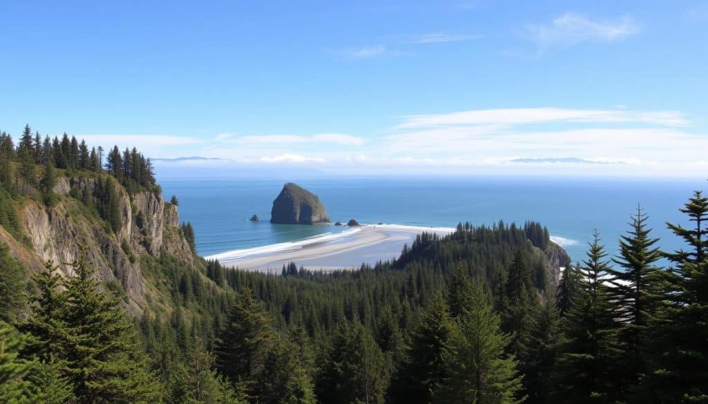 Ecola State Park viewpoint overlooking Cannon Beach Oregon coastline