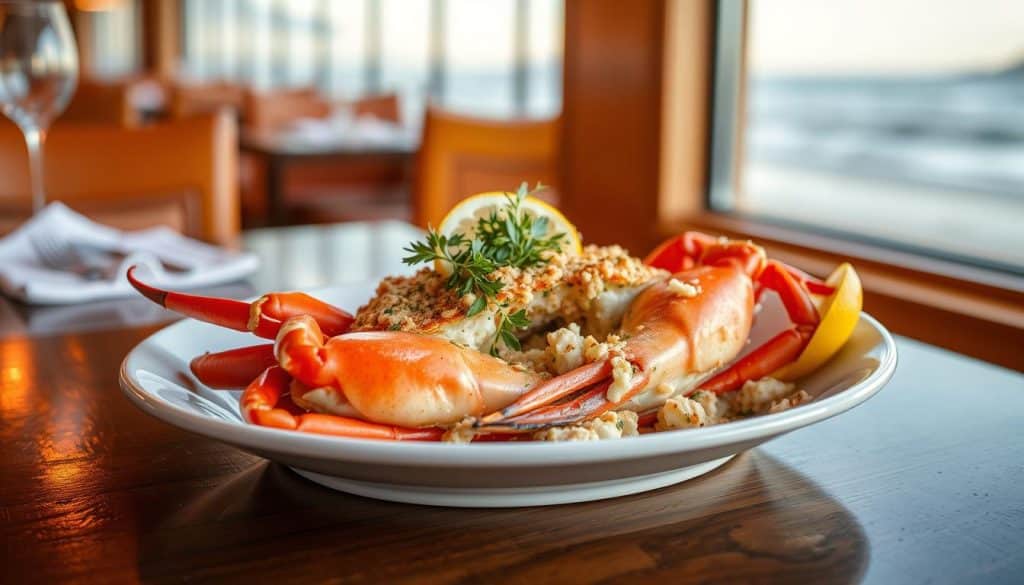 Fresh Dungeness crab dish served at an Oregon Coast seafood restaurant