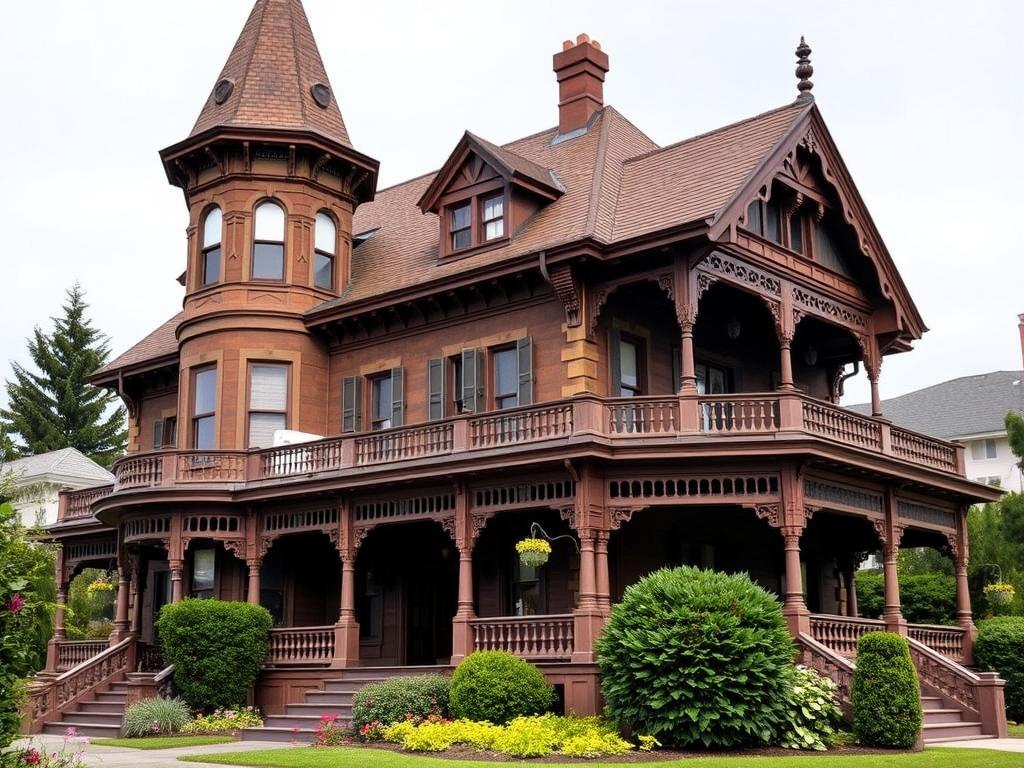 Historic Flavel House Museum in Astoria Oregon showcasing Victorian architecture