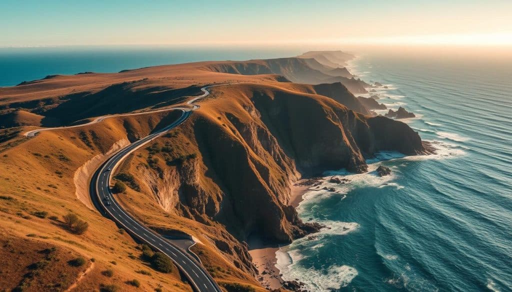 Scenic drive along Highway 101 on the Oregon Coast with ocean views