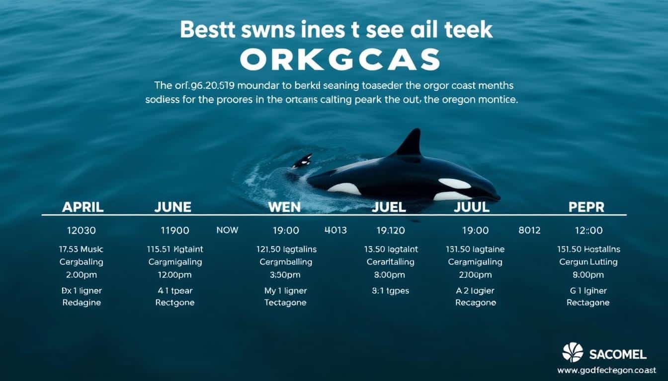 Calendar showing peak Oregon Coast orcas viewing seasons with April-June highlighted