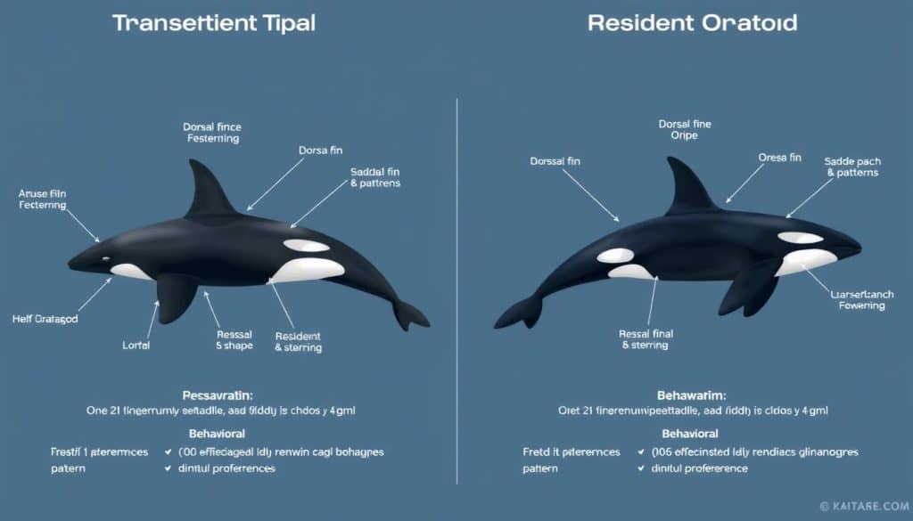 Comparison of transient and resident Oregon Coast orcas showing physical differences