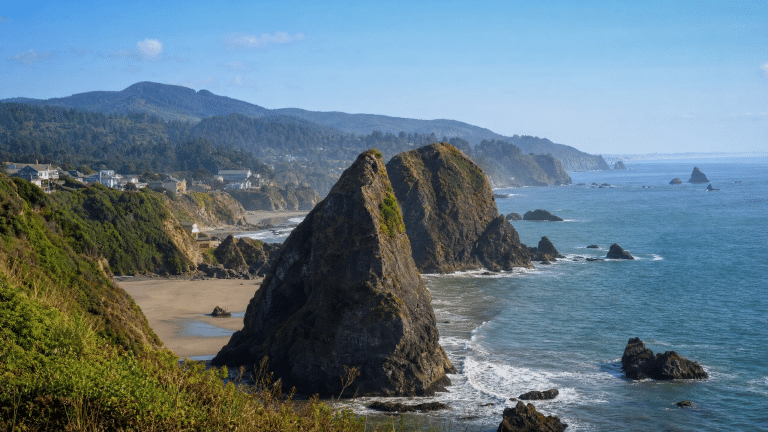 Distinctive coastal landscape and charm of Brookings on the Oregon Coast