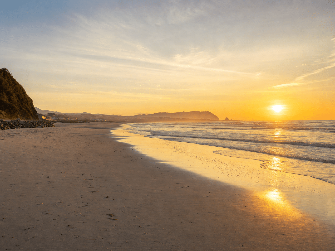 Peaceful sunset beach walk along the Seaside Oregon Coast