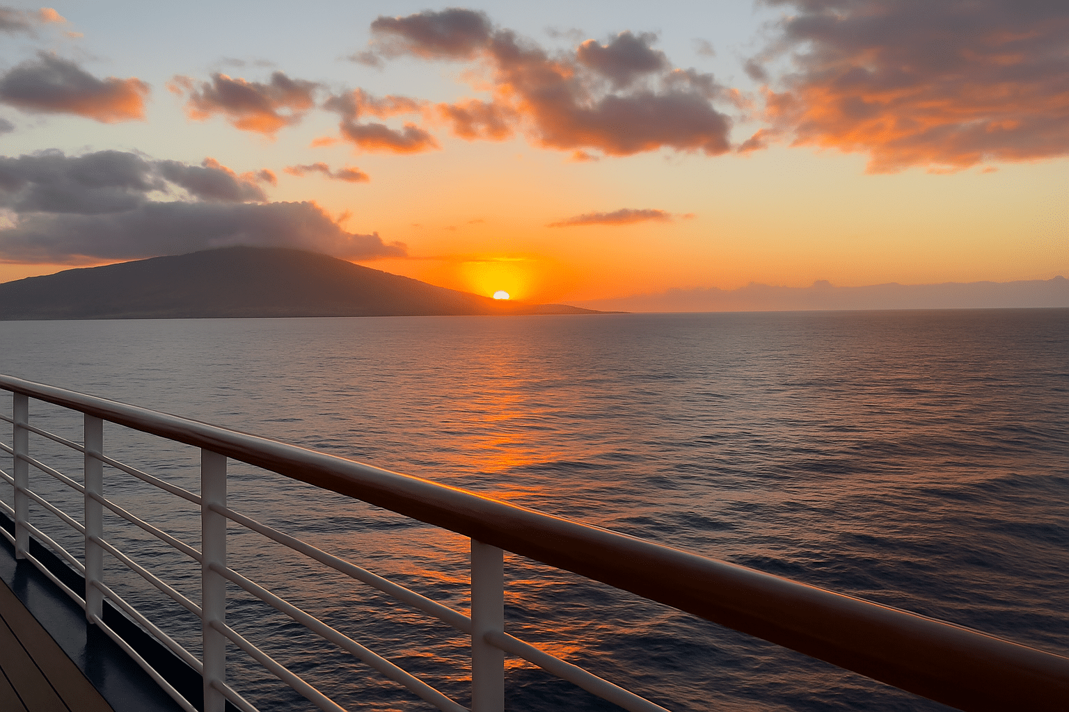 Sunset over Maui from a cruise ship.
