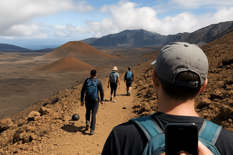 Group hiking in Haleakalā National Park.