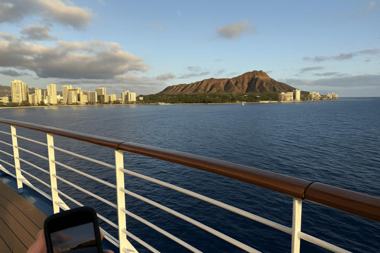 View of Diamond Head from a Hawaiian cruise ship.