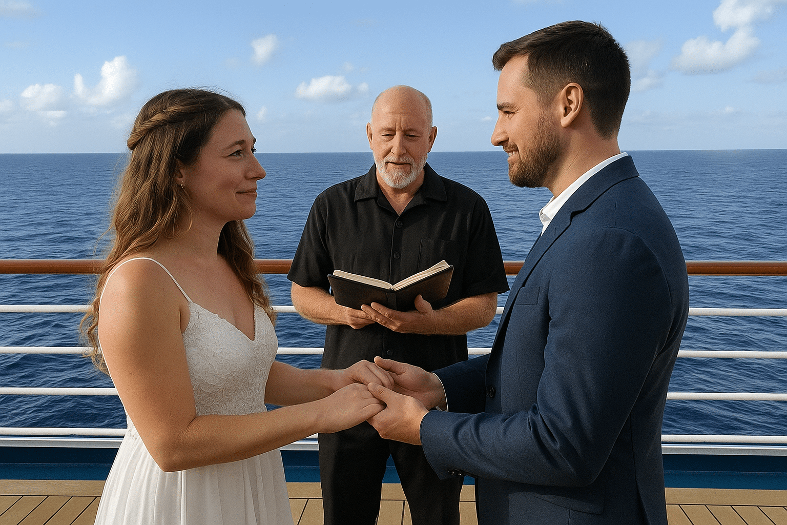 Cruise ship wedding ceremony at sea