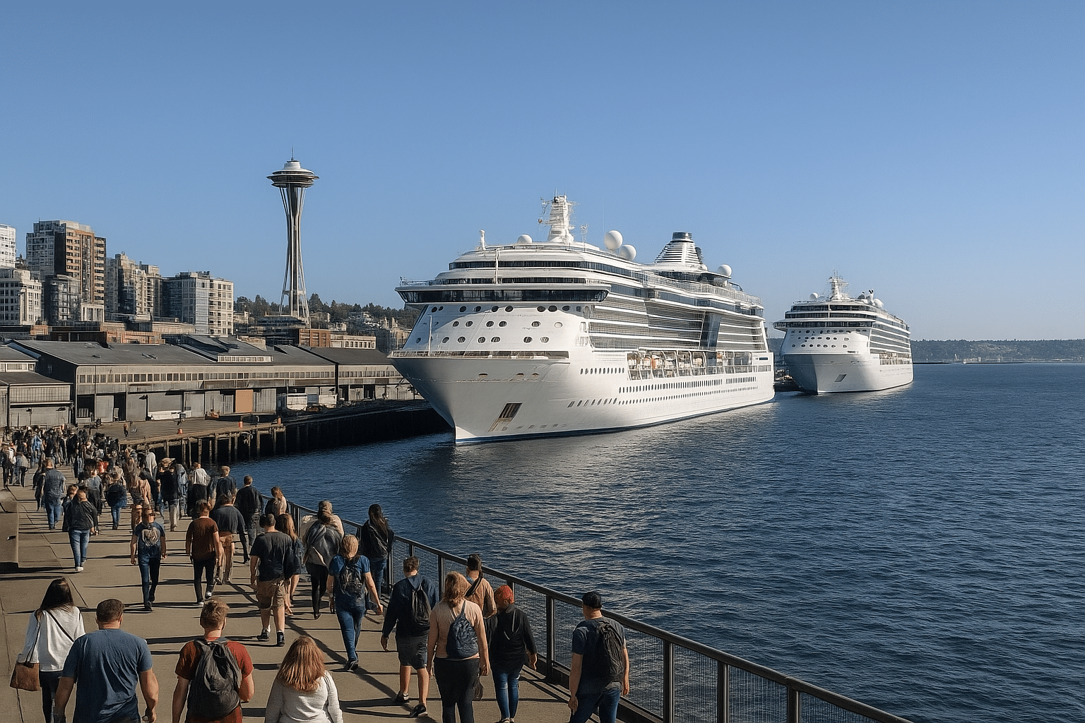Seattle Waterfront with Cruise Ships