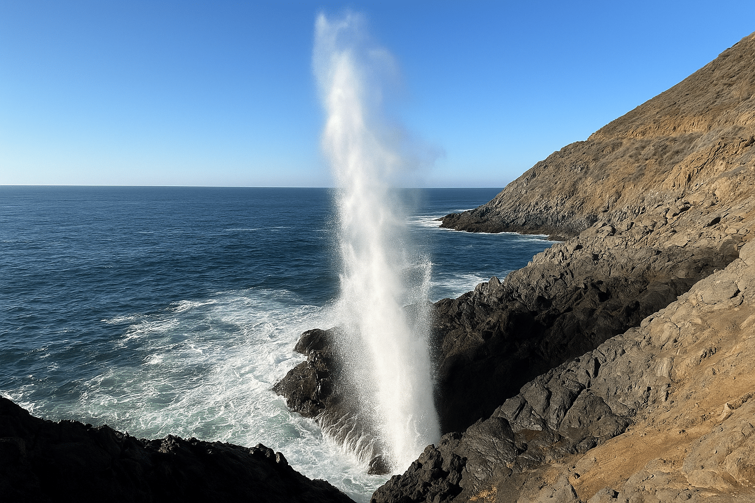 The dramatic splash of La Bufadora in Ensenada.