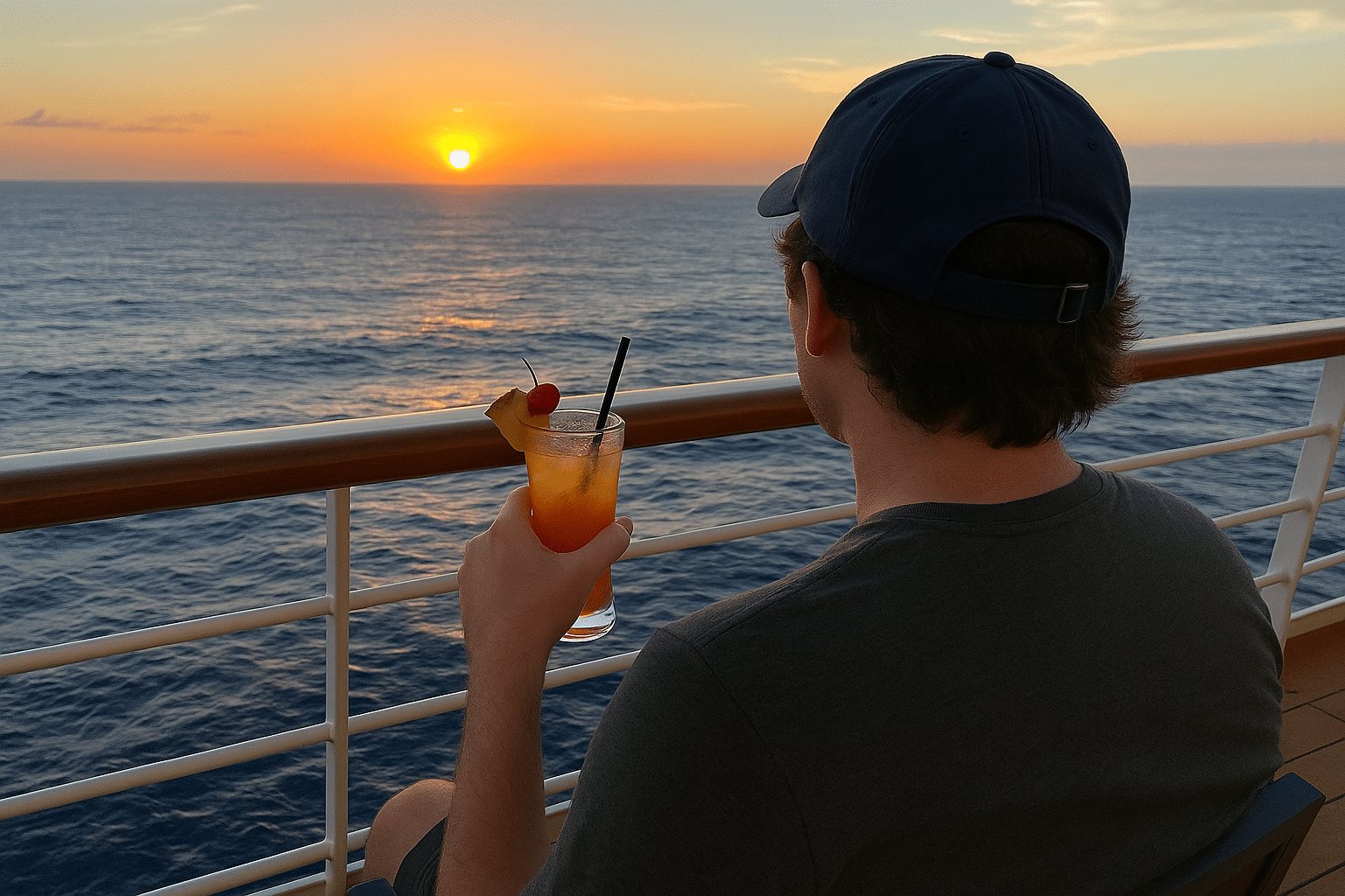 Watching the sunset from a Princess cruise ship deck