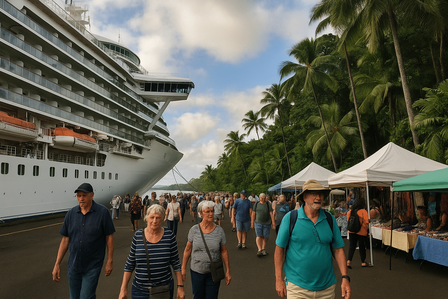 Locals at the Hilo port during a cruise in Hawaii.