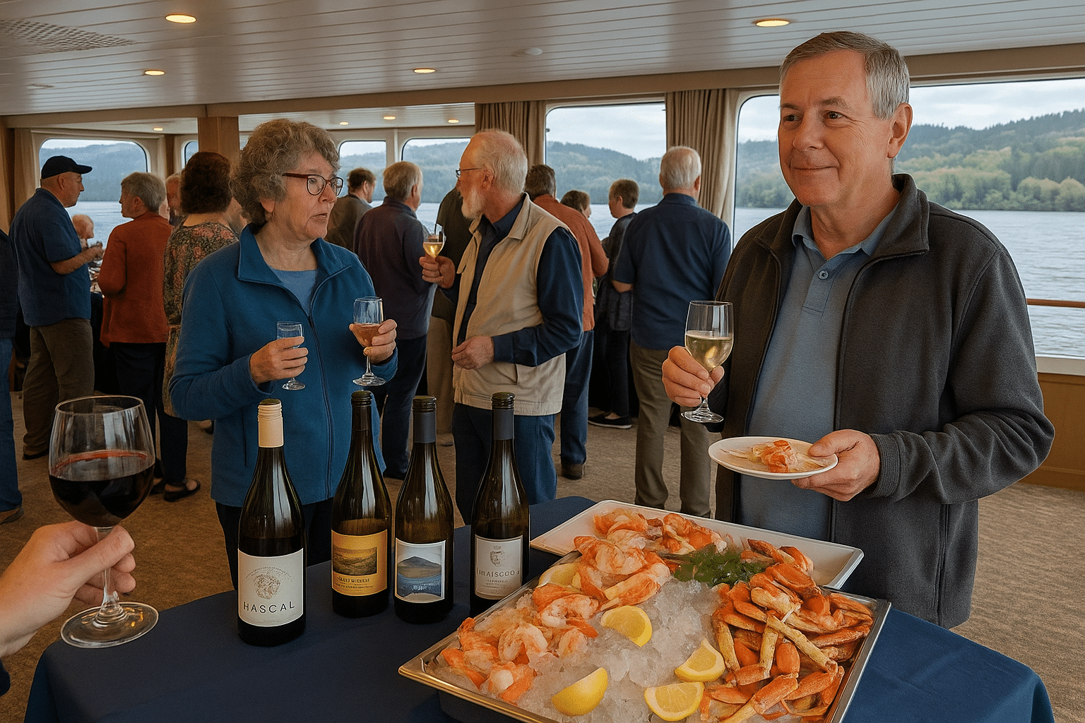 Guests celebrating during a cruise wedding reception.