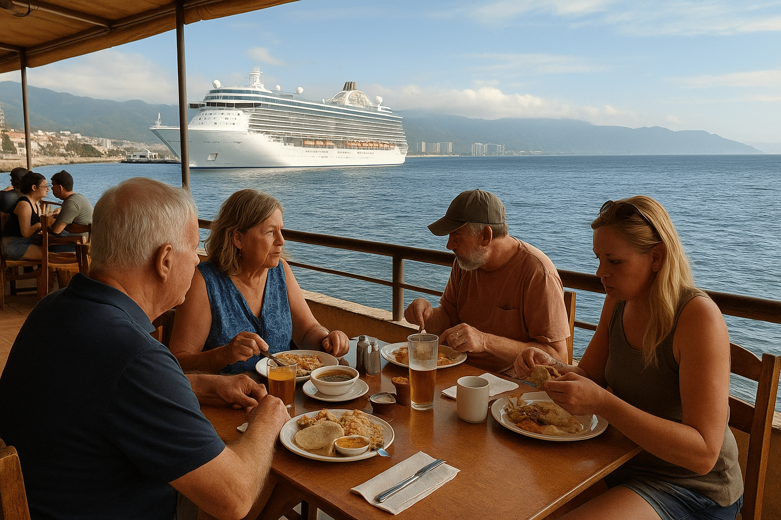 Dining with a view at a coastal restaurant