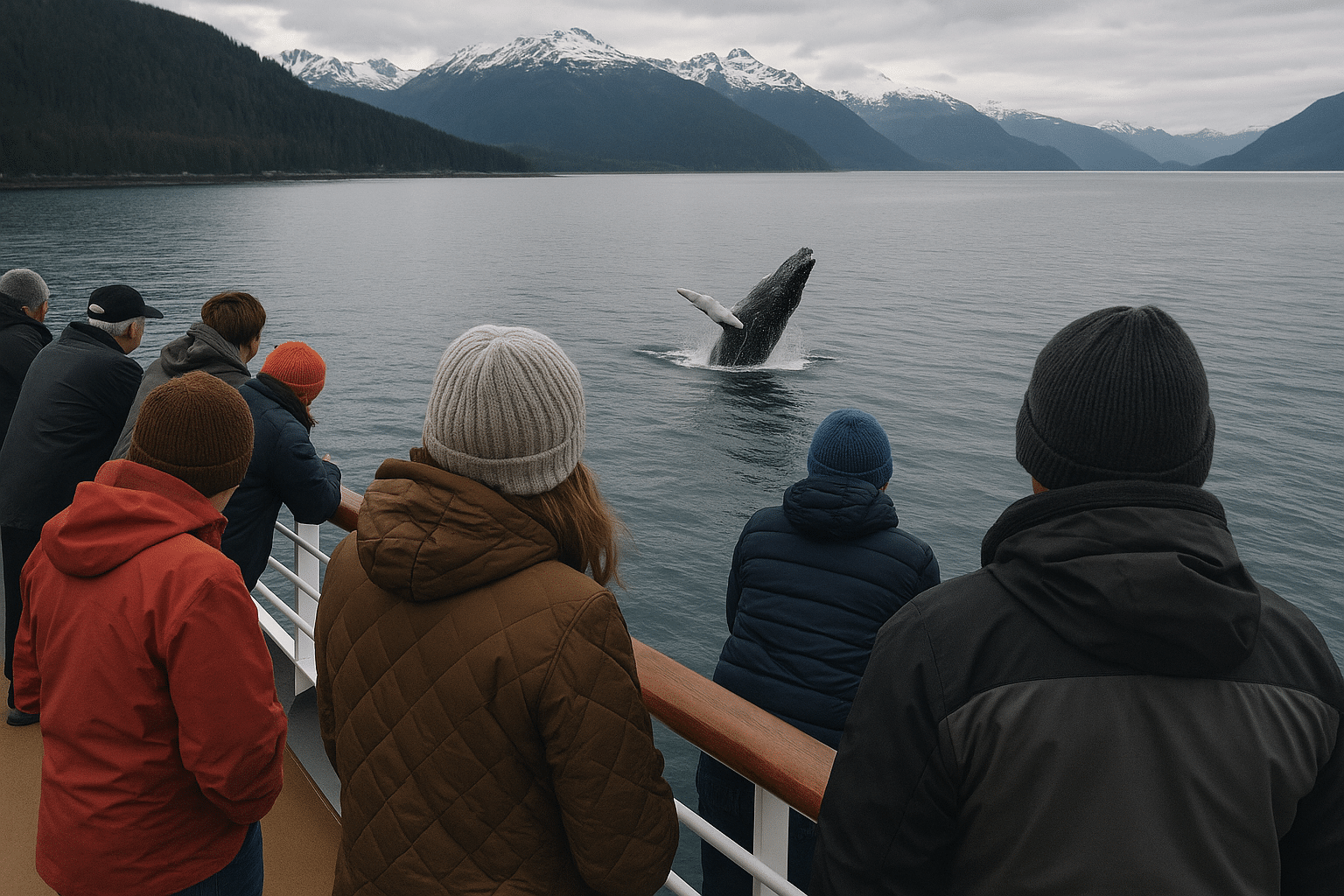 Humpback whale sighting during an Alaska cruise