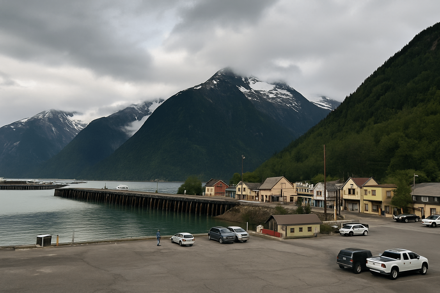 Alaska glacier and cruise ship