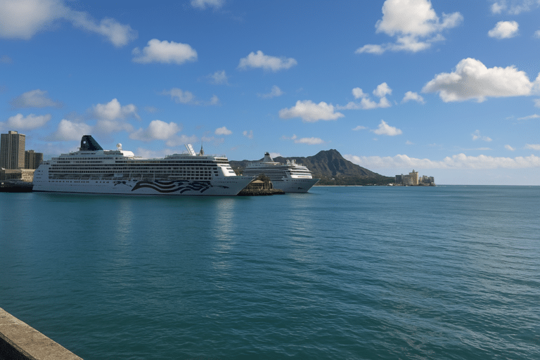 Honolulu harbor with Diamond Head