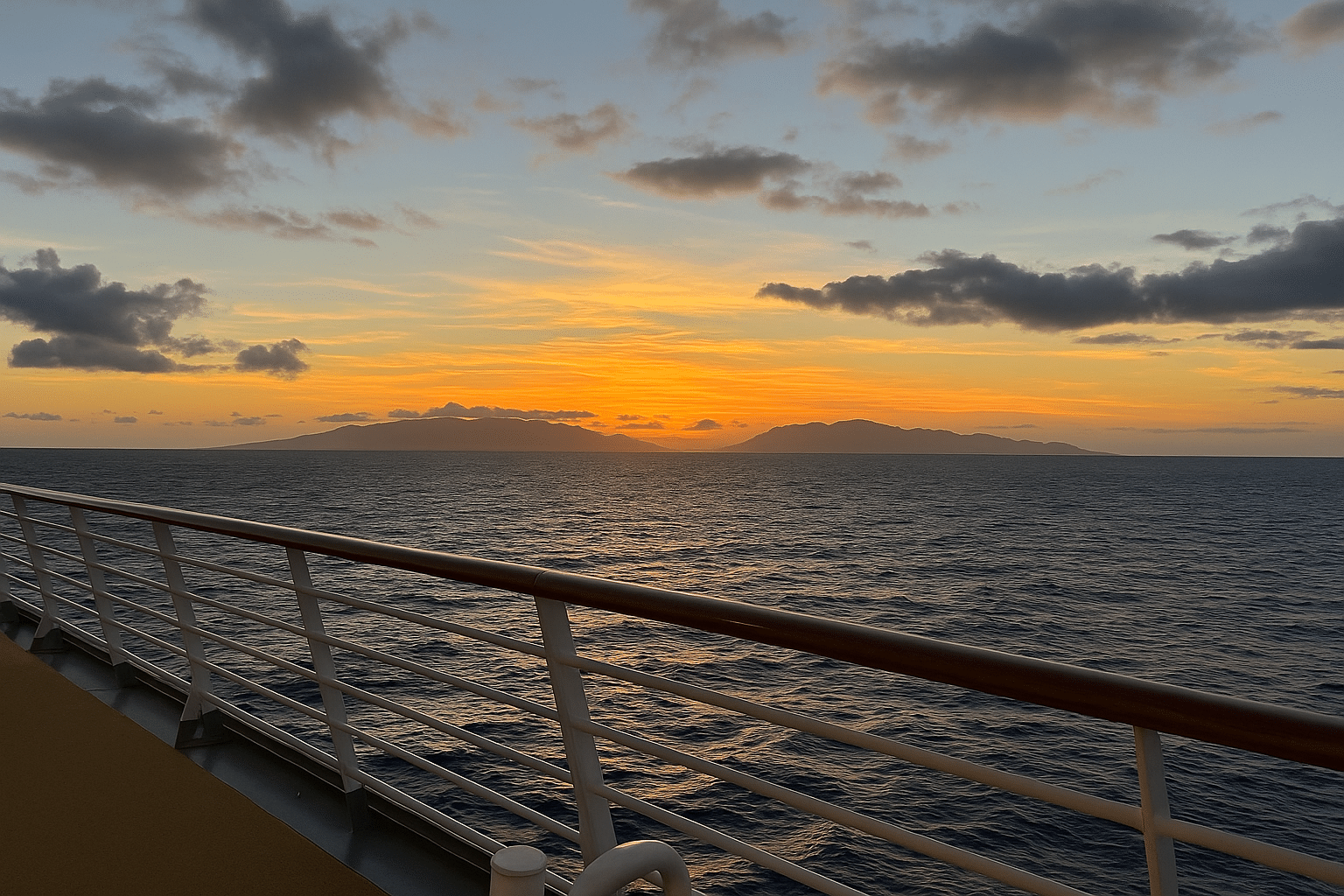 Cruising towards Hawaii at sunset.