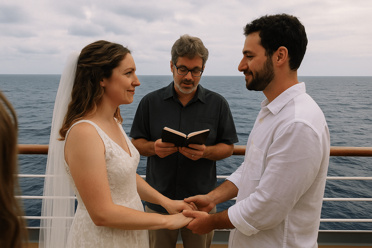 Couple wedding at sea