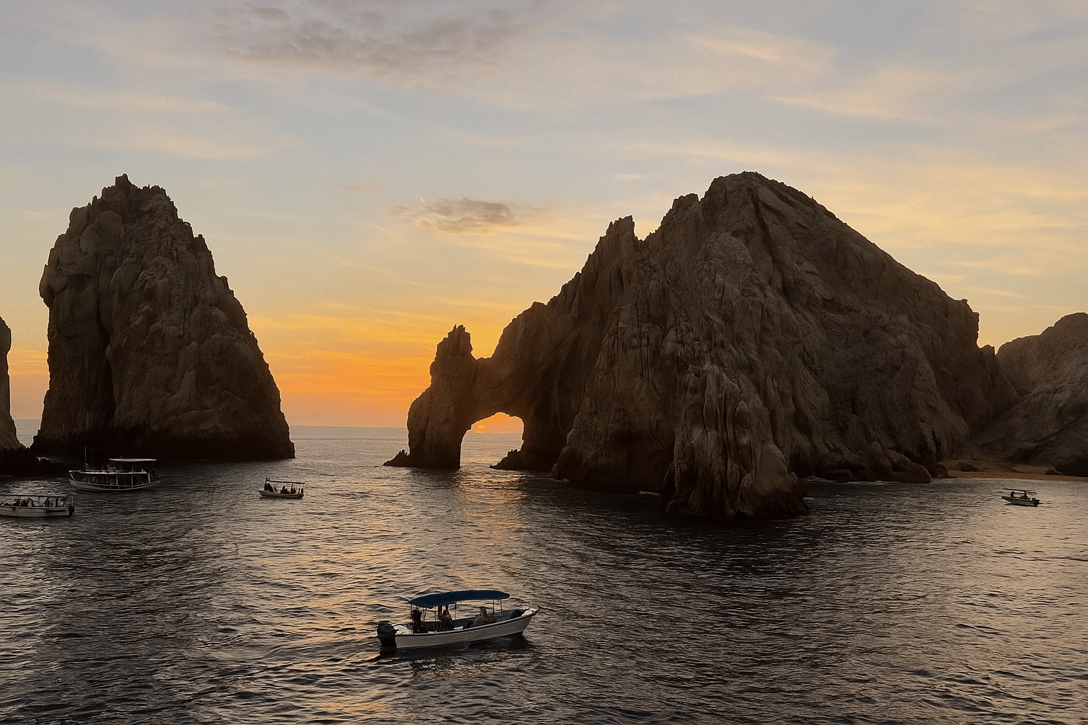 El Arco rock formation at sunset