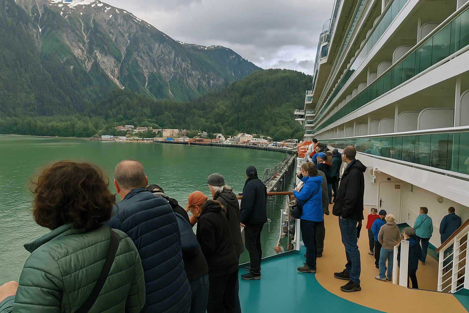 Cruise ship arriving at Alaskan port
