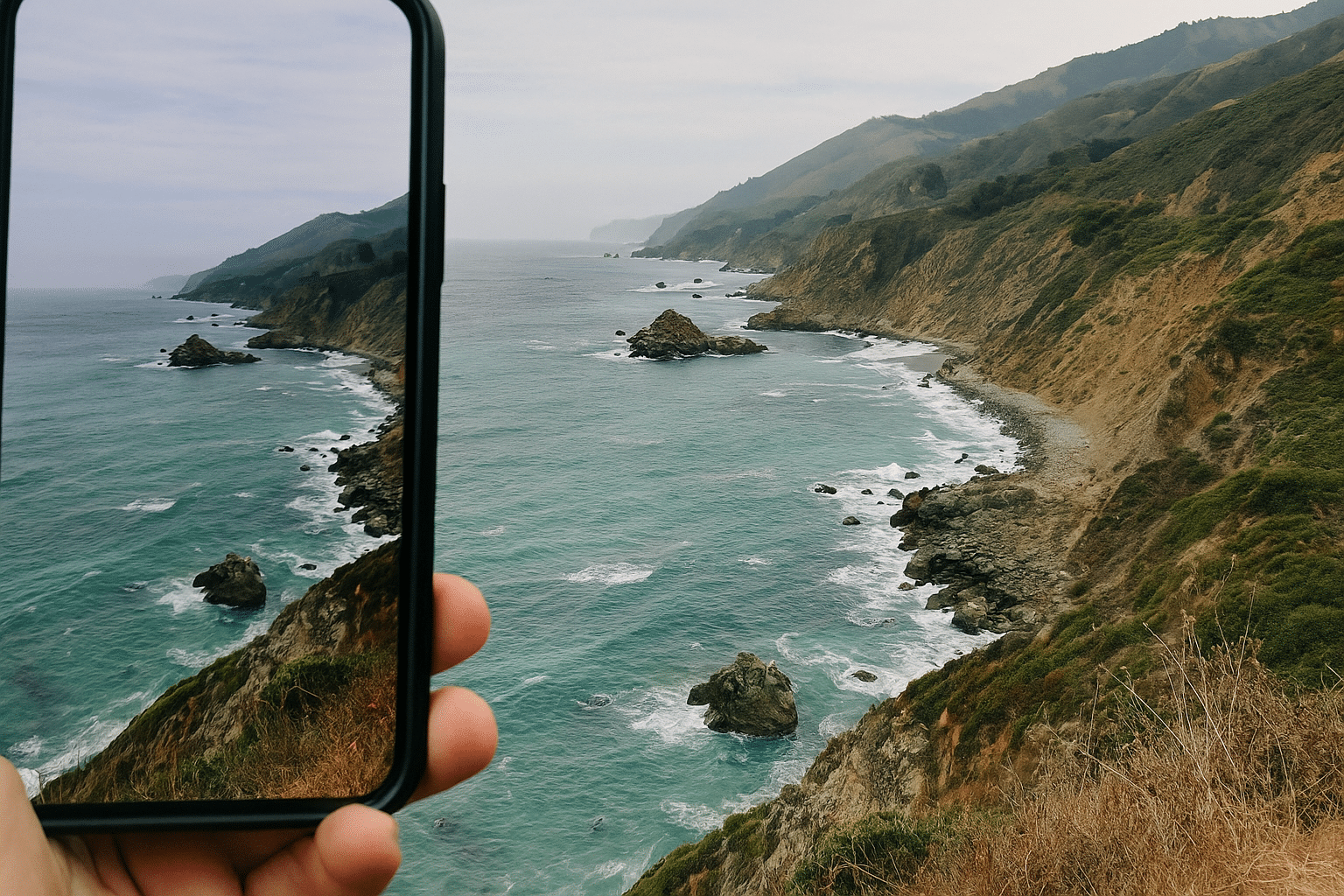 Big Sur coastline with cliffs and ocean waves