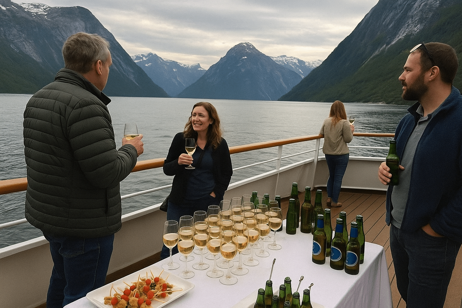 Wedding reception setup on a cruise ship