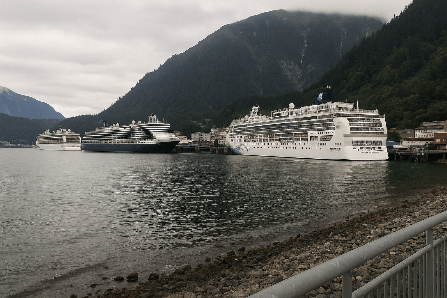 Juneau harbor with Norwegian Bliss docked