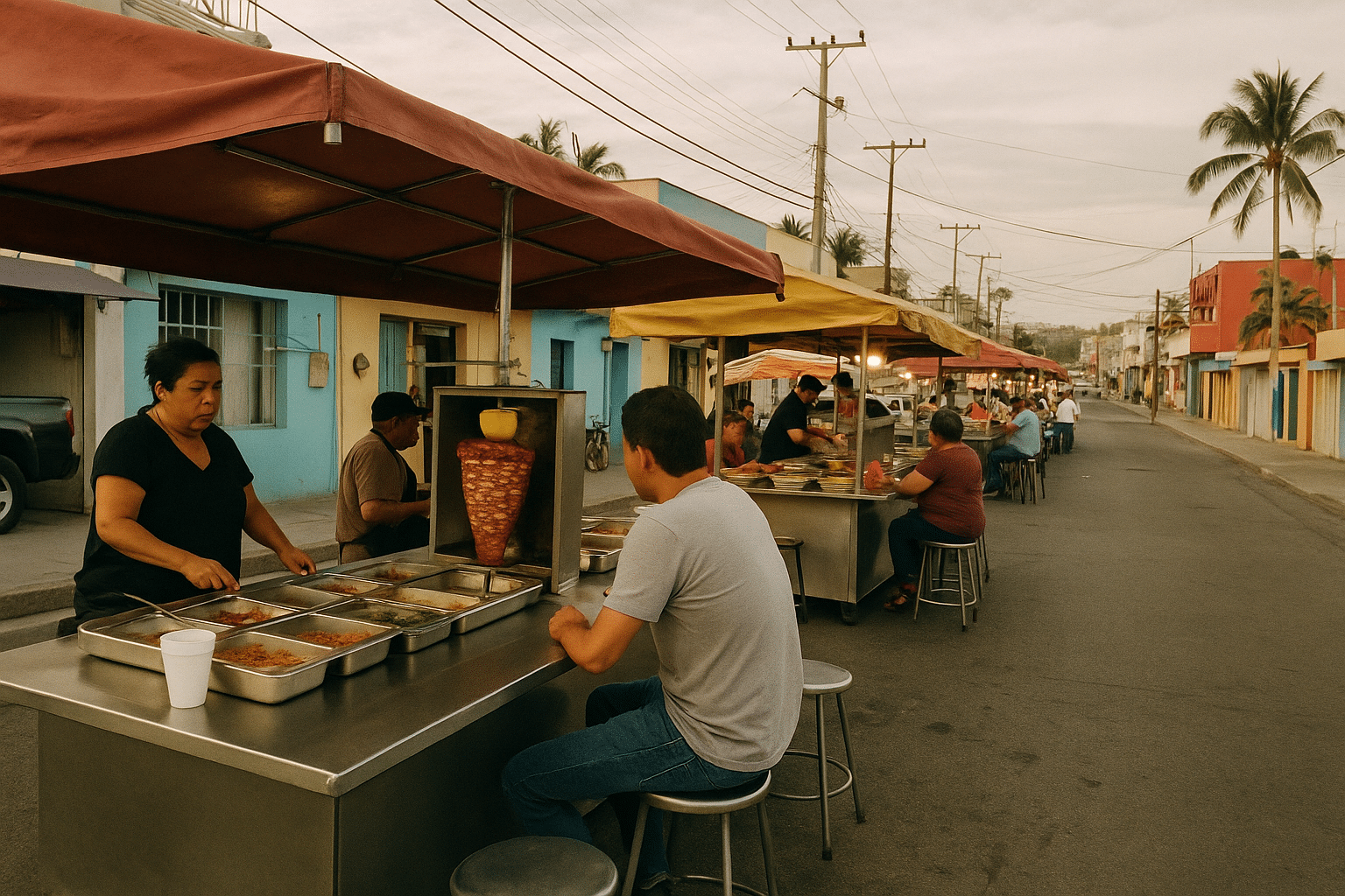 Street food stalls in Cabo San Lucas
